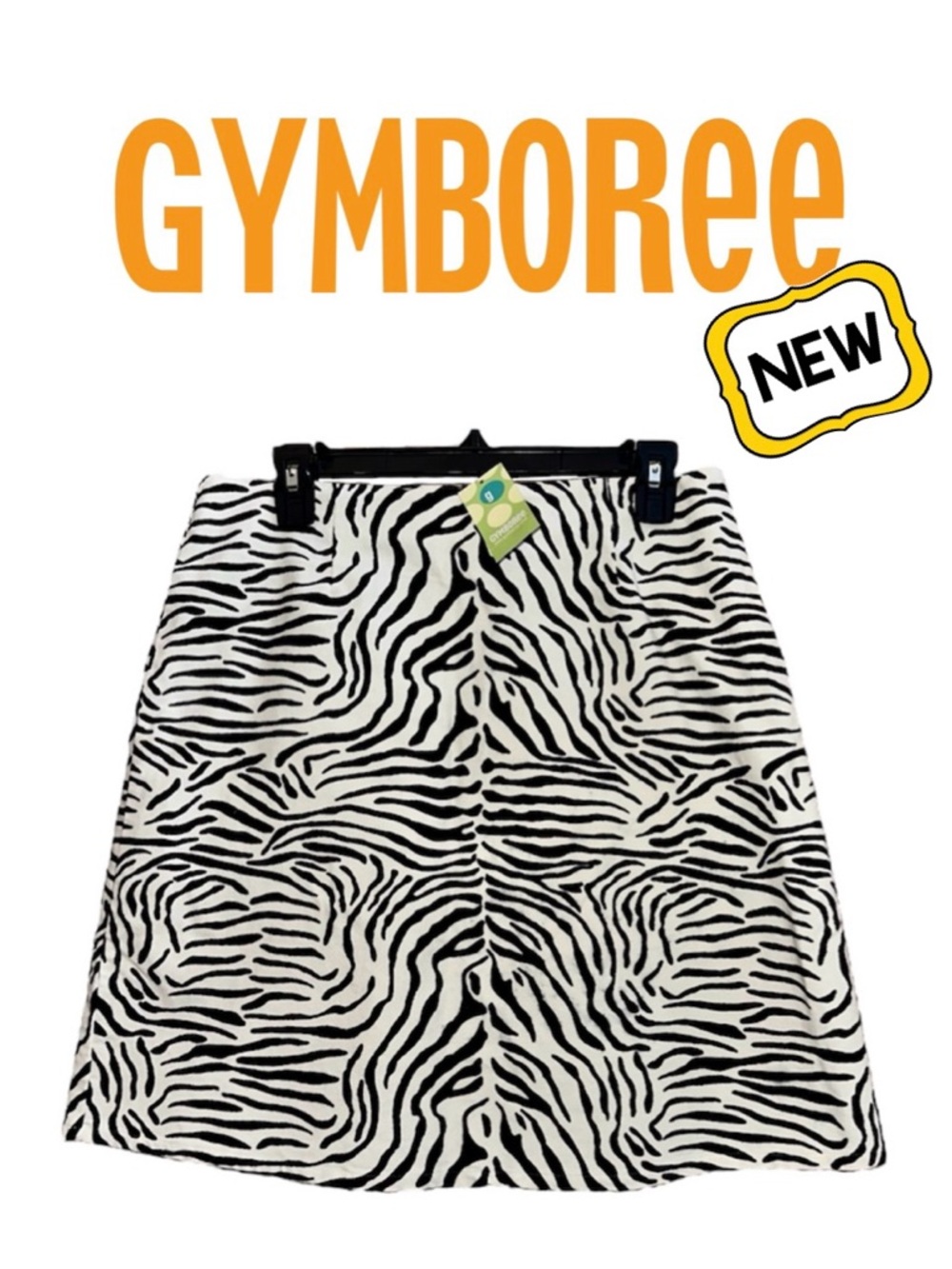 New GYMBOREE Mod Zebra A-line Skirt Black White Lined Faux Suede Women's 8 NWT